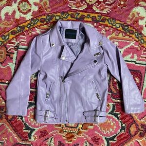 Kids Purple Leather Jacket